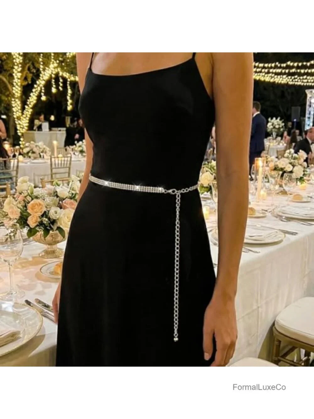 Sparkling Rhinestone Chain Belt for Women Formal Wedding Prom